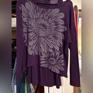 Purple Floral Long Sleeve Top